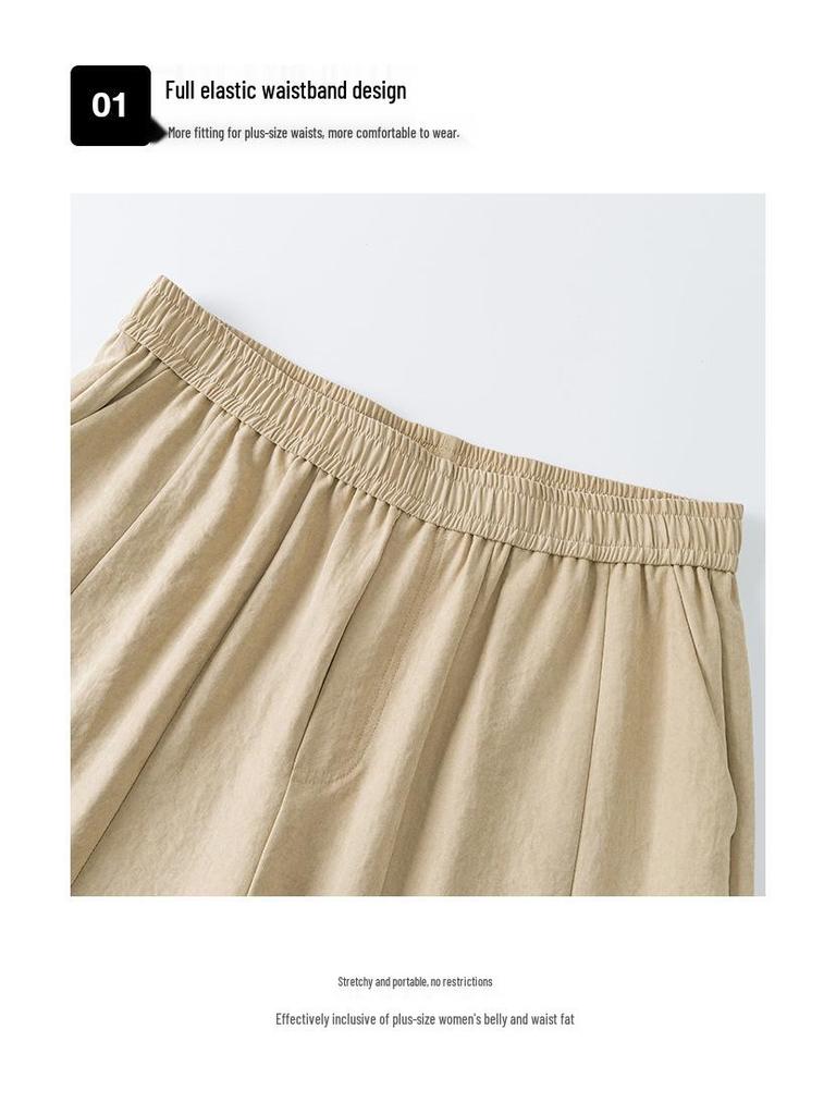 Xiao Li Plus Size Women's Milk Skin Balloon Pants: Easy-Care, Wrinkle-Resistant, Hip-Slimming Casual Summer Pants.