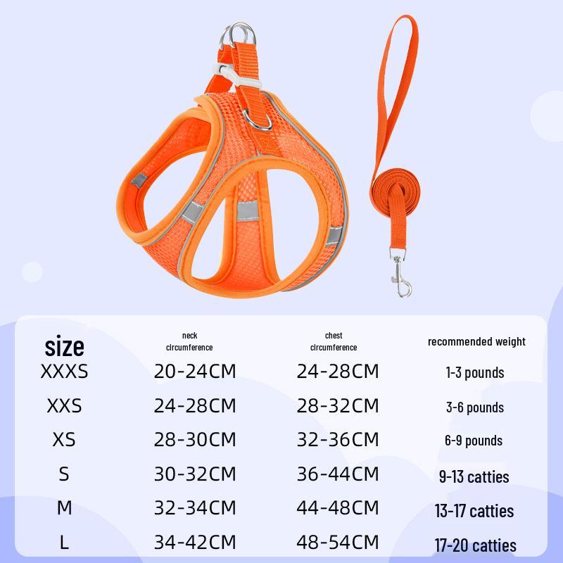 Reflective Vest-Style Pet Harness with Leash - Breathable for Cats & Dogs