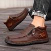 Classic Leather Men Boots Outdoor Zipper Design Men's Sneakers Slip On Breathable Casual Men's Shoes Leather Man Ankle Boots