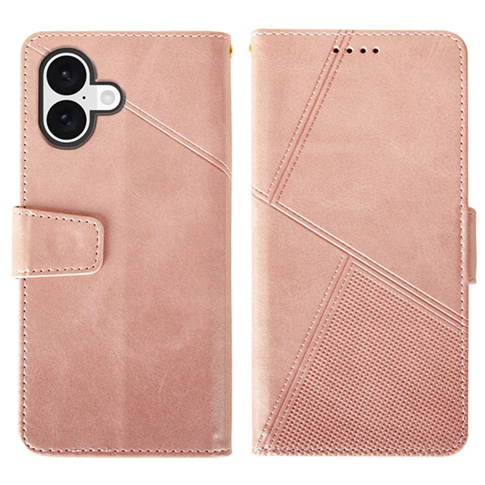 IDEWEI For iPhone 16 Case Leather Wallet Phone Cover Stand Calf Texture A