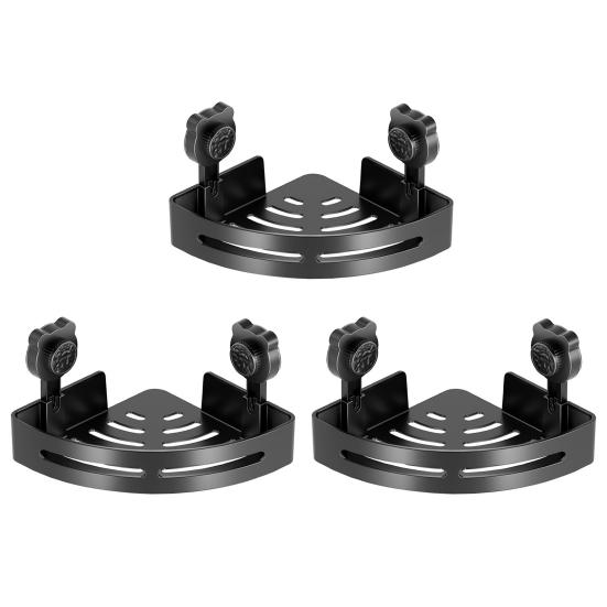 Triangel Sugpropp Hörnhylla Hörnduschkorg Utan Borrning Badrumsförvaringshylla med Dräneringshål för Toalettartiklar och Köksburkar