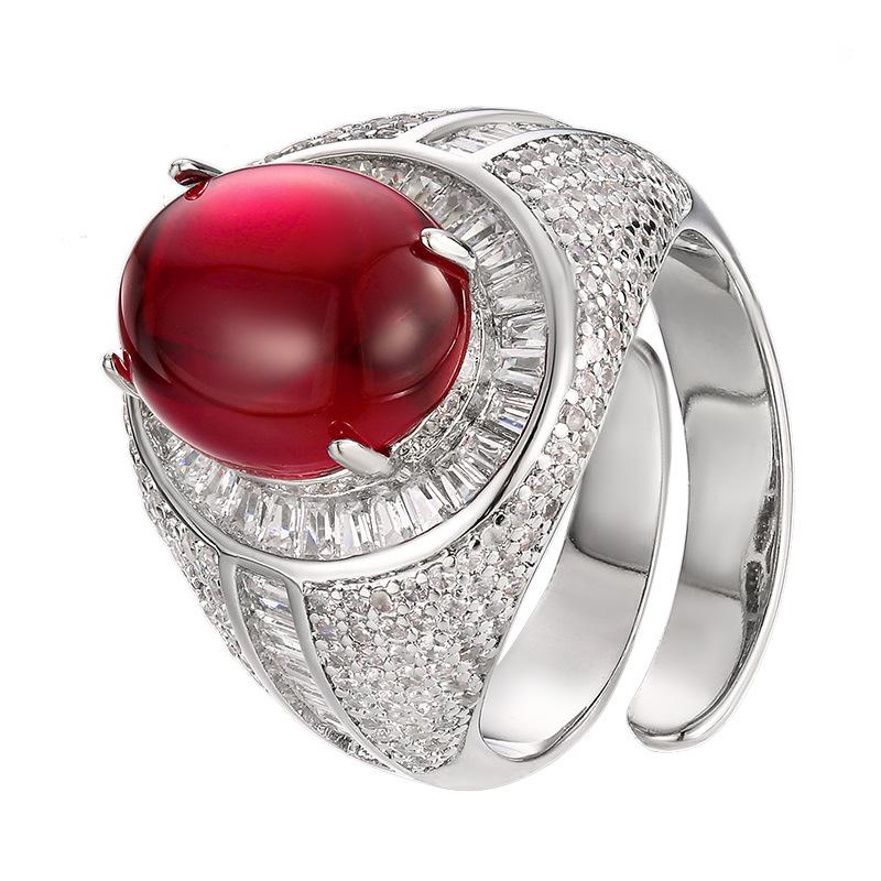 Jewelry Simulation Blue Spinel Plain Surface Fluorescent Retro Ring Main Stone 10 * 12