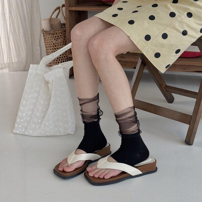 Transparent Mesh Foot Stepping Calf Socks Cover Women'S Lace Splicing Polka Dot Stacking Socks Spring And Summer Thin Half Sole Jk Leg Cover