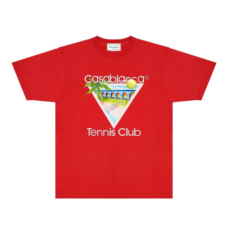 CASA Casablanca Short Sleeve T Shirt Couples Star Castle Letter Print Casual Loose Fit