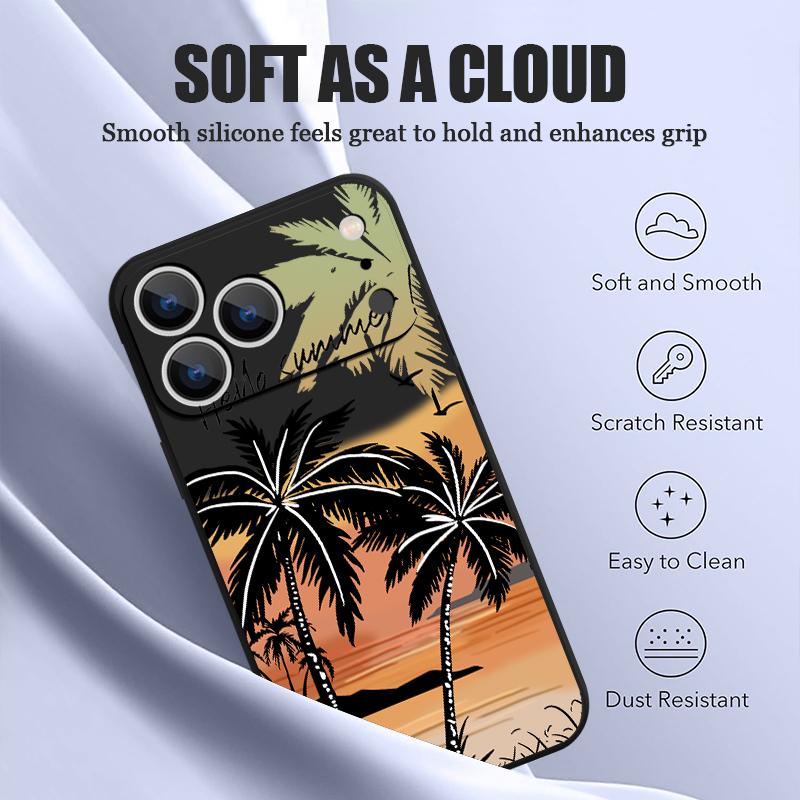 Magnetic For Magsafe Case For iPhone 17 Pro Max Seaside Coconut Print Soft Silicone Phone Back Cover For iPhone 16 15 14 13 Pro Max 16e 17e