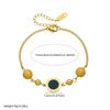 Gold Plated Roman Numeral Bead Bracelet, Dainty Adjustable Cable Chain with Black Onyx Charm for Women, Elegant Daily Jewelry