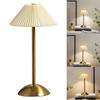 Nordic Pleated Table Lamp with Wooden Base Art Atmosphere Lamp USB Charging Modern Style for Bedroom Living Room Decor