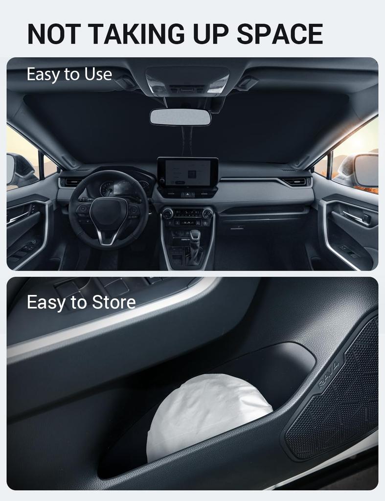 Proadsy Windschutzscheibe Auto Exklusiv für Toyota RAV4 50 Serie MXAA5 AXAH5 Zubehör Sonnenschutz, Faltbar, Schatten, Verdunkelung, Isolierung, 2019-2024