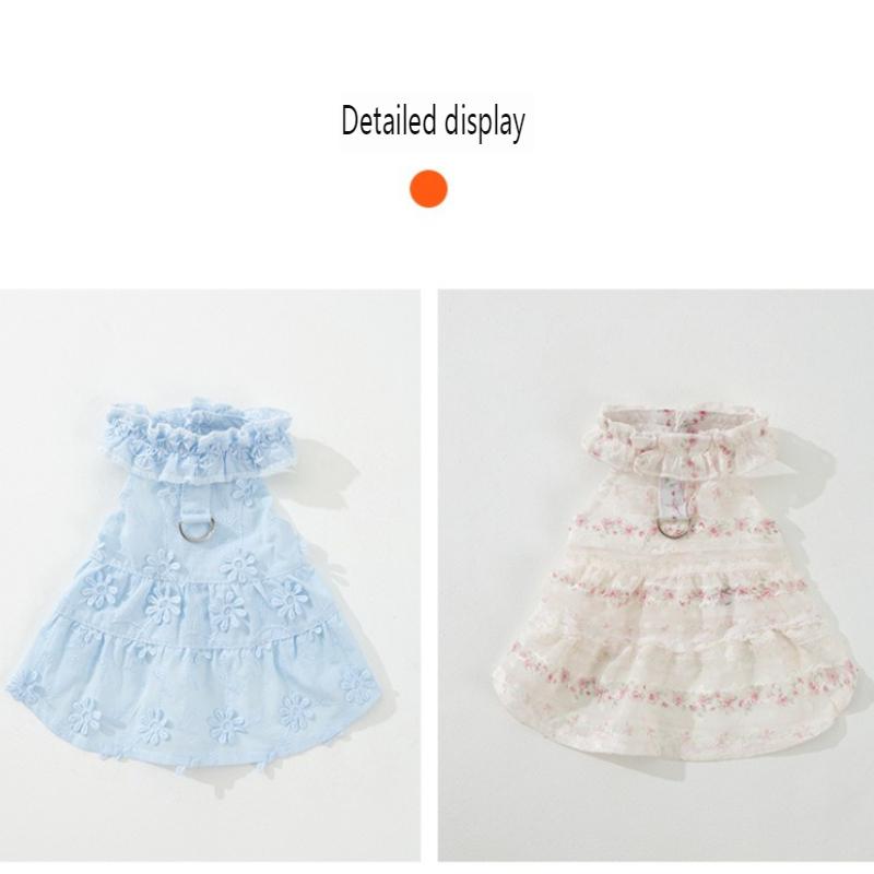 Spring and summer thin daisy skirt lace collar cat and dog clothing two-legged casual wear