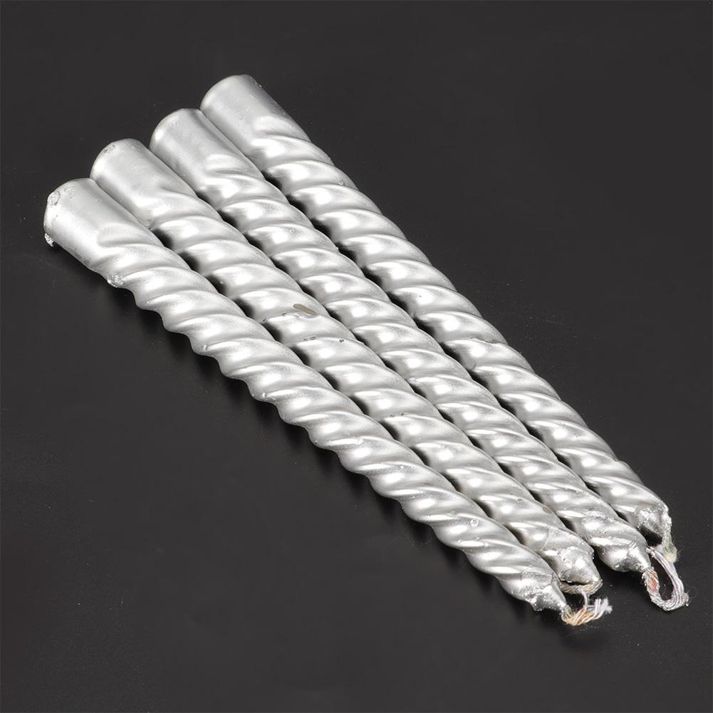 4Pcs Modern Style Long Shape Candle Set Home Christmas Wedding Decoration Ornament (Silver)