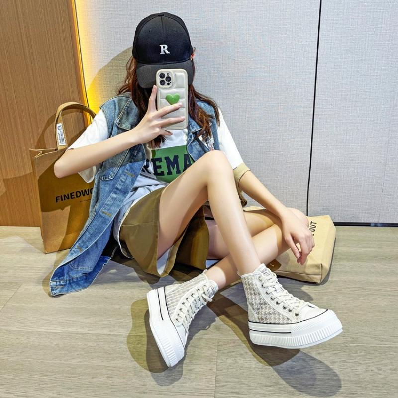 Fashion Summer Breathable Womens Platform Shoes Harajuku Chunky Heel Ladies Spring Shoe Thick Bottom Zipper Street Style Shoes for Women