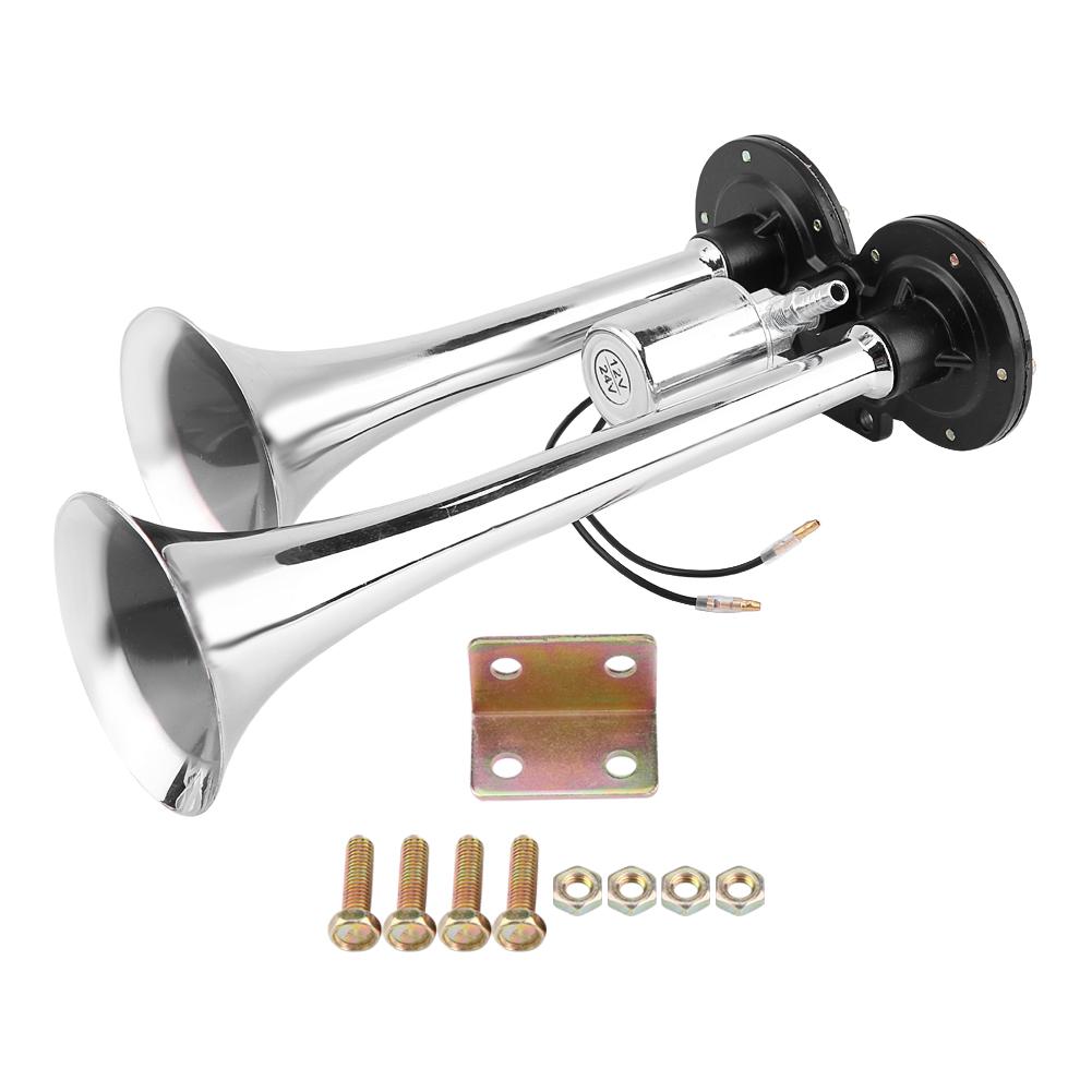 Truck Train Boat RV 150db Super Loud Dual Trumpet Air Horn Chrome