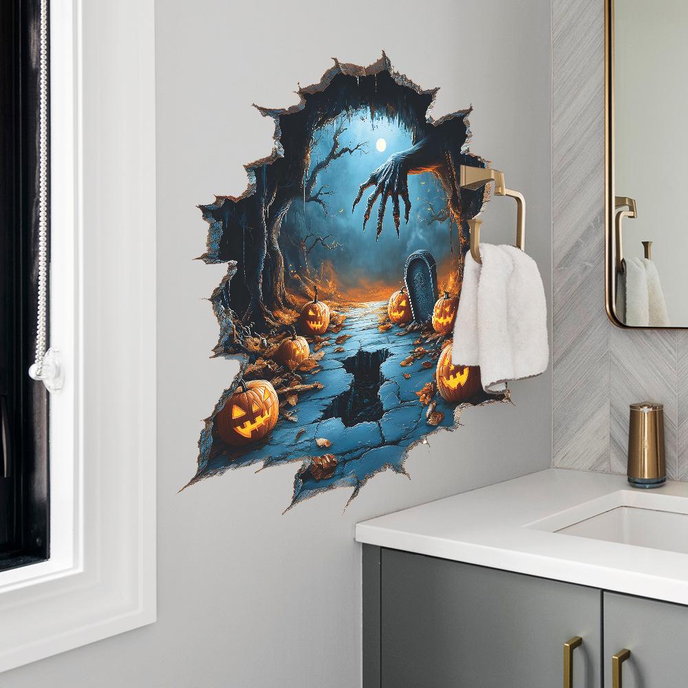 Halloween Creative Wall-breaking Pumpkin Stickers for Bedroom Living Room and Home Atmosphere Decoration