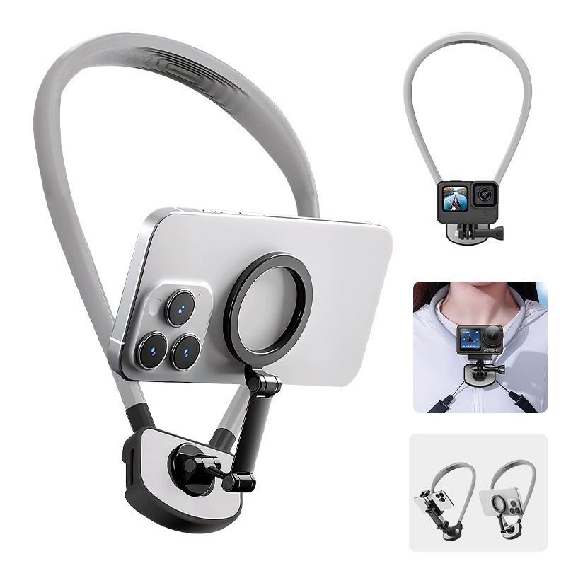 SOONPHO Neck Strap Magnetic Neck Mount Silicone Quick Portable Release Holder for Mobile Phones iphone 12 13 14 15 And iOS Phone verde