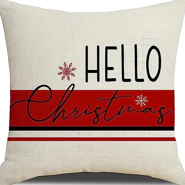Christmas linen pillowcase, Santa Claus printed pillow, cushion cover, home living room decoration cushion cover