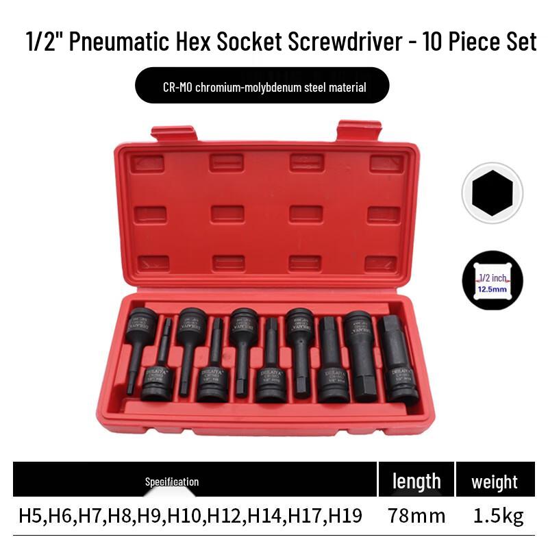 1/2-inch Drive Pneumatic Hex Bit Socket Set