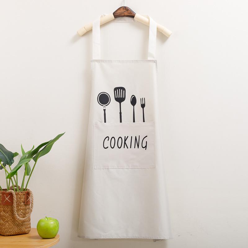 Waterproof Oil-Proof Women's Cooking Apron with Hand Wipe Design - Knife and Fork Style, New Model for Adult Home Kitchen and Wedding.