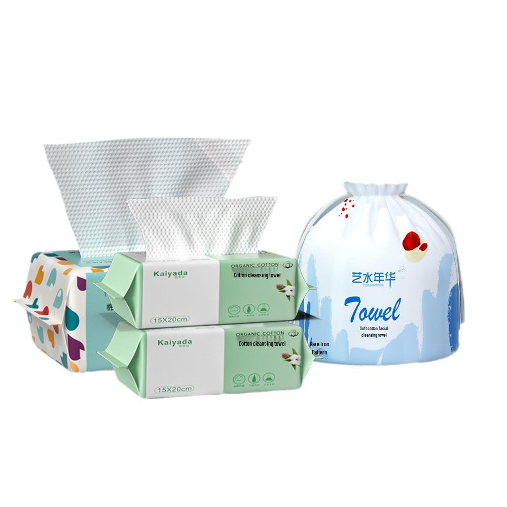 Family Value Pack: Thickened Pure Cotton Facial Cleansing Wipes - Soft, Disposable, Pull-Out Towels