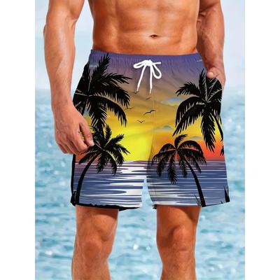Men's Beach Pants, Hawaiian Style High-definition Pattern 3D Printed Casual Shorts
