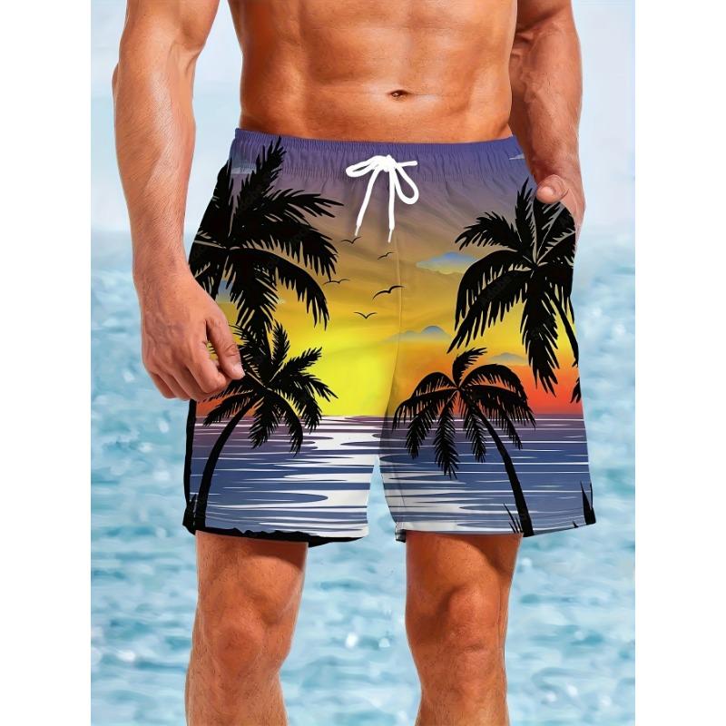 Men's beach pants, Hawaiian style high-definition pattern 3D printed casual shorts