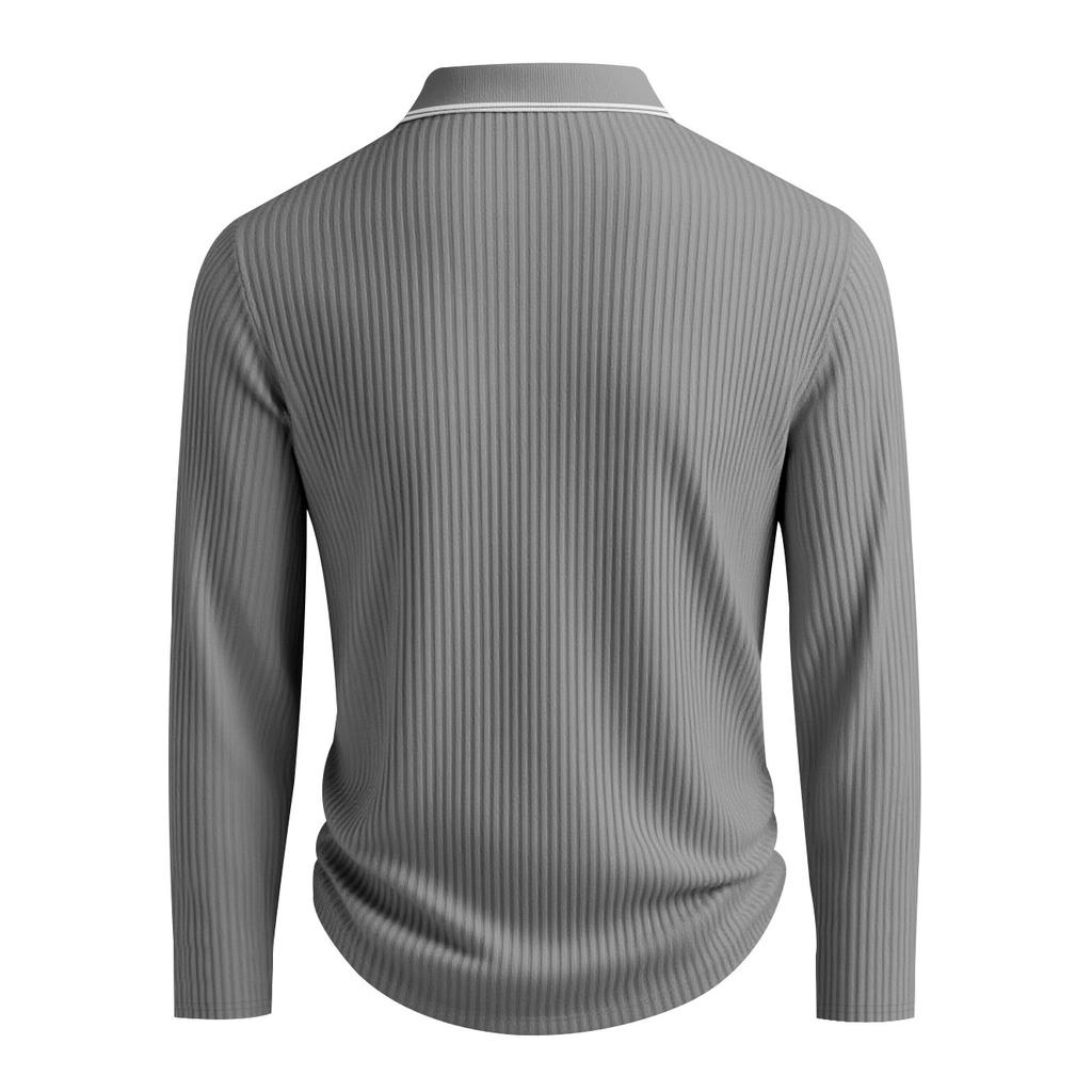 Men's Long Sleeve Polo Shirt Classic Button Placket Business Casual Golf Top for Spring Fall Wear