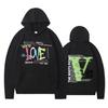 Bluza z kapturem Vlone Letter Jesień/Zima Polar Hip Hop - Unisex, Luźny krój z dużym wzorem V na plecach