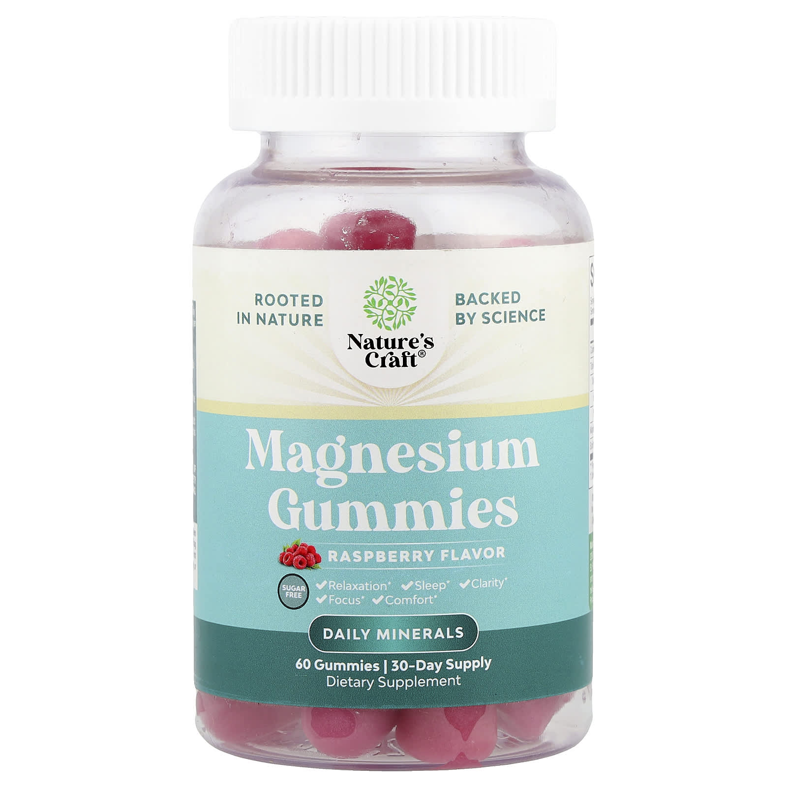 

Nature s Craft, Magnesium Gummies, Sugar-Free, Raspberry, 60 Gummies