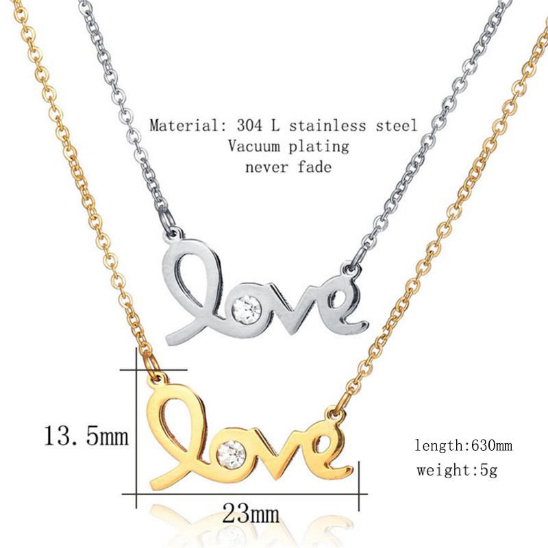 Necklace Hollow Love Letter Rhinestone Titanium Steel Rose Gold Short Summer Accessories