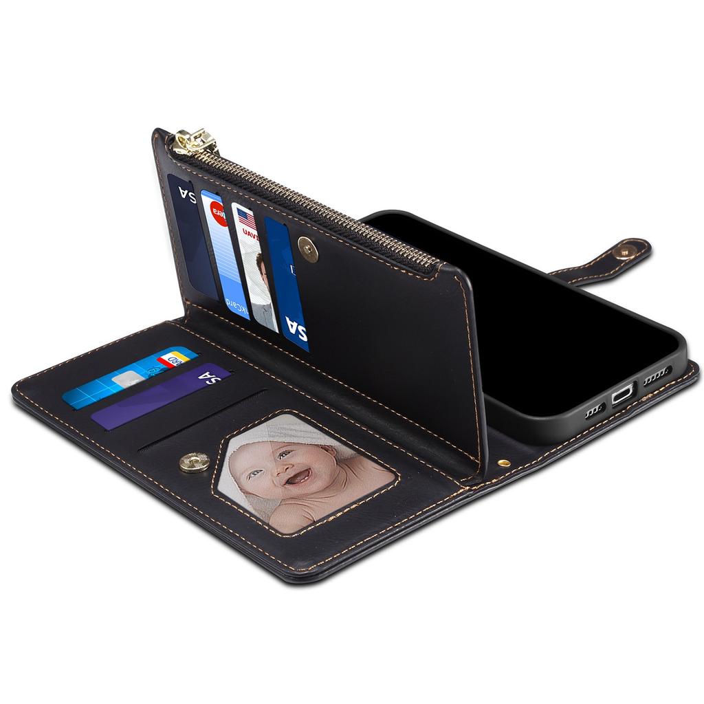 ESEBLE Seria Galaxy Etui do Motorola Moto G56 5G Skórzane Etui na Telefon z Zamkiem Błyskawicznym Blokujące RFID z Paskiem na Ramię + Paskiem na Nadgarstek