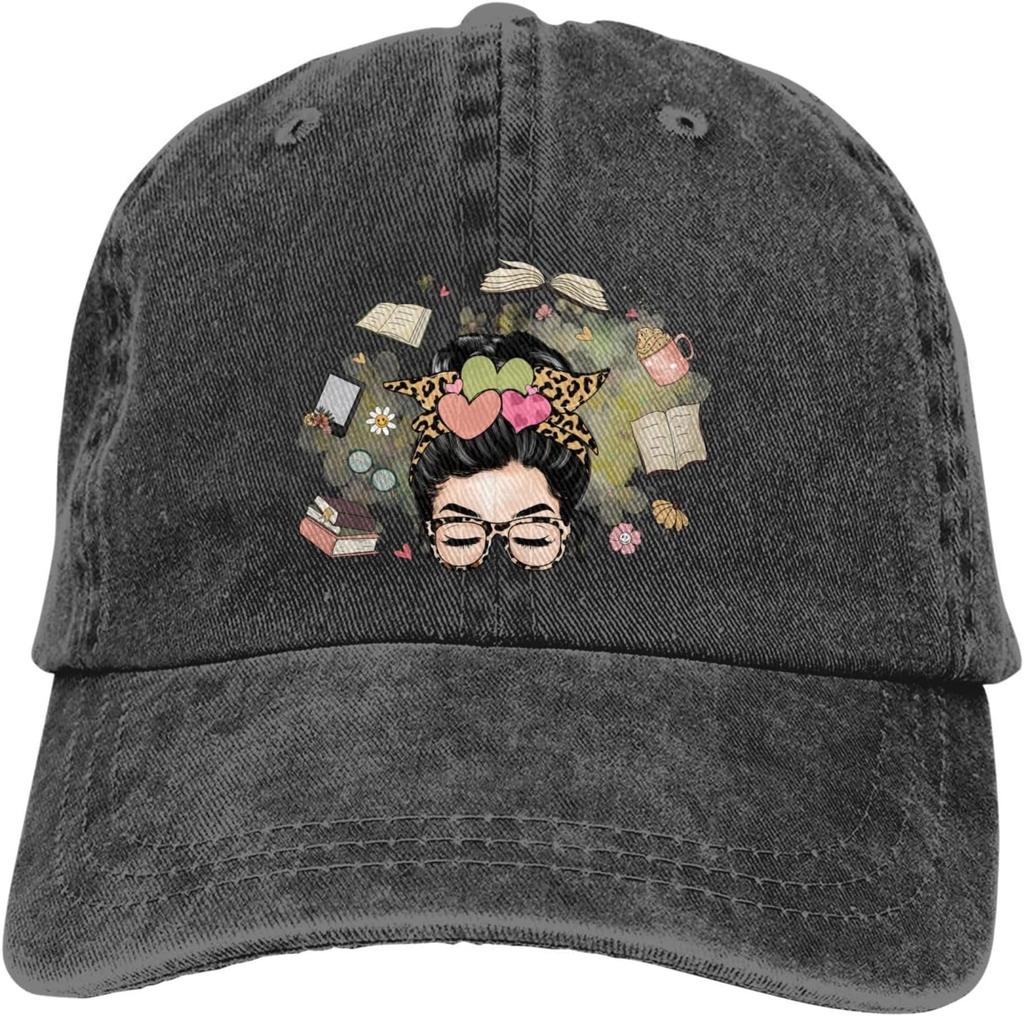 Boné de Baseball Gráfico Café e Livros Casual Ajustável Poliéster Presentes para Amantes de Livros Chapéu Esportivo