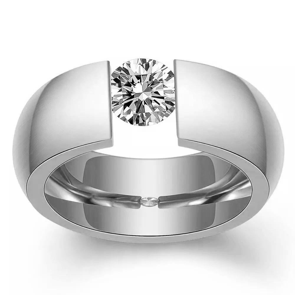 Trendy European and American Gold Diamond Inlaid Ring Size 8