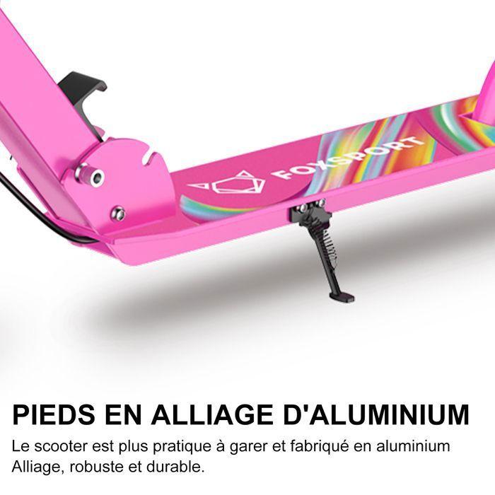 Trottinette Enfant - FOXSPORT - Pliable - 2 Roues Clignotantes -Guidon Ajustable de 3 Niveaux - Frein à Main - Charge 100 kg - Rouge
