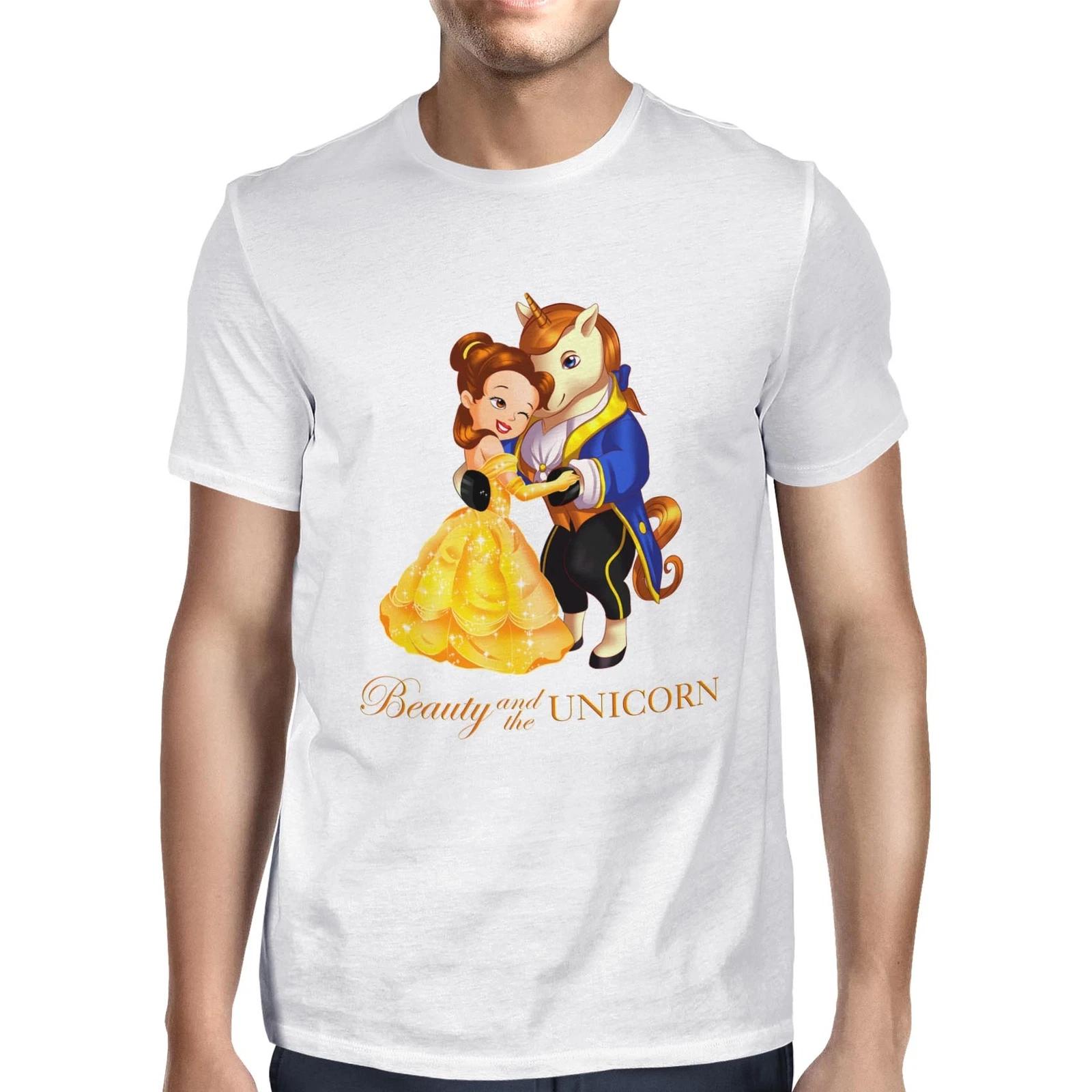 1Tee Mens Beauty and The Unicorn T-Shirt S