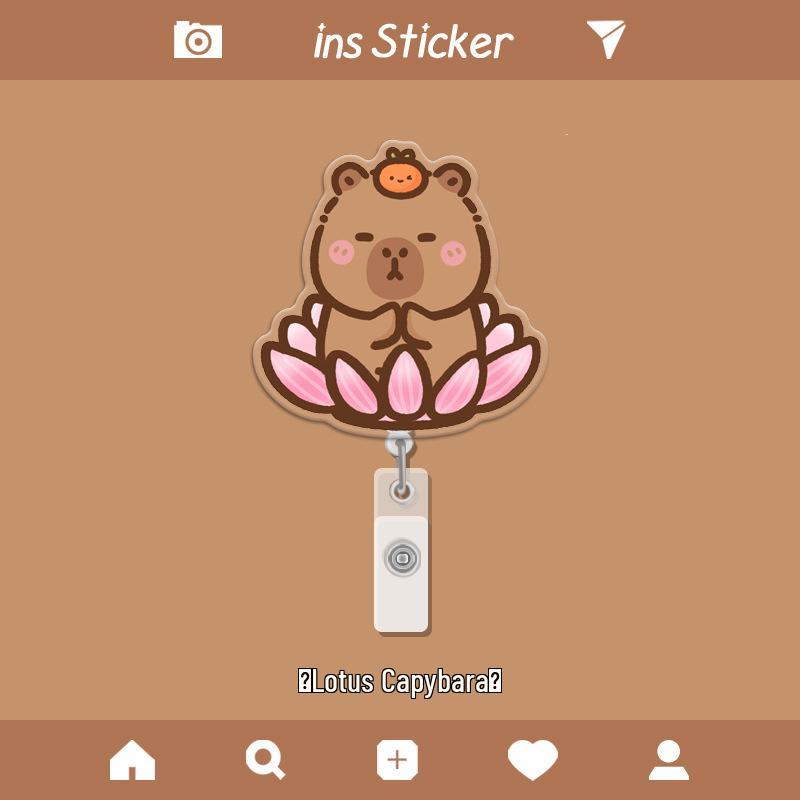 Capybara Retractable ID Card Holder for Students, Doctors & Nurses - Cute Accessory for Name Badges