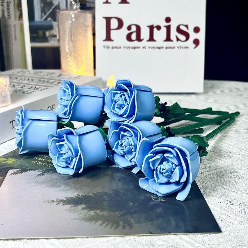 Building Rose Flower Blocks Collection Toys Decoration Valentines Gift Day
