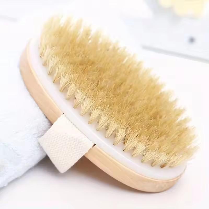 Exfoliating Wooden Body Massage Shower Brush Natural Bristle Bath Brush Soft Woman Man Skin Care Wet Dry Body Brush