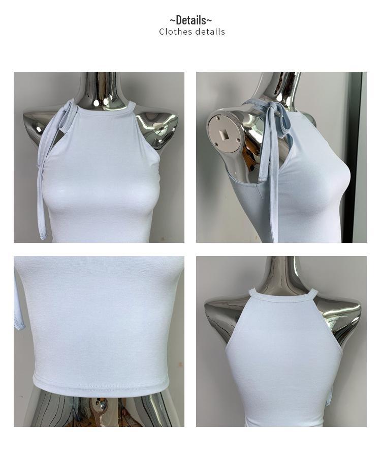 Korean Off-Shoulder Lace-Up Halter Slimming Tank for Women