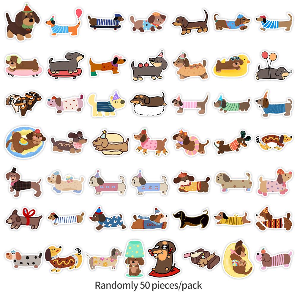 50PCS Cute Dachshund Stickers: Waterproof, Decorative Graffiti for Water Bottles & Computers