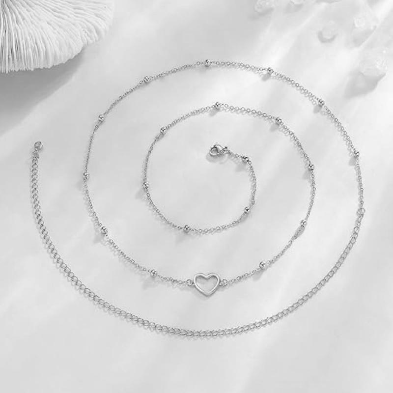 Girls Simple Heart Beaded Belly Chains For Women Fashion Metal Beach Bikini Waist Chains  Body Jewelry Accessories