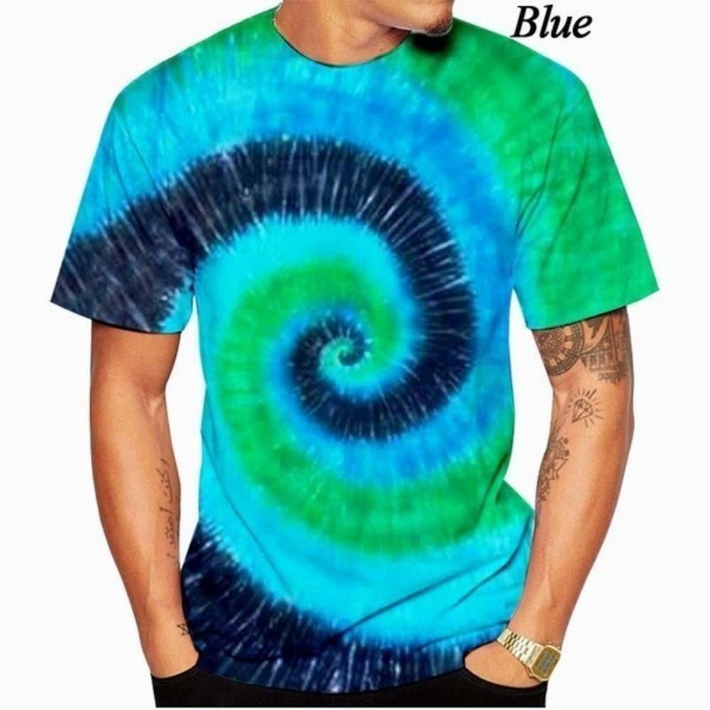 Colorful Tie-D 3D printed men's shirt, unisex short sleeved T-shirt, plus size