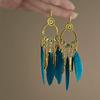 Elegant Bohemian Feather Dangle Earrings - Retro Ethnic Style for a Chic Vacation Look