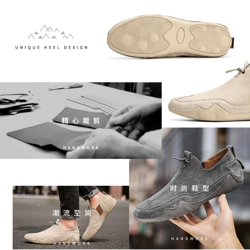 Adidași de piele la modă pentru bărbați, pantofi casual confortabili pentru bărbați, pantofi de mers pe jos din piele de căprioară rezistenți la uzură pentru exterior, pantofi de lucru respirabili pentru bărbați