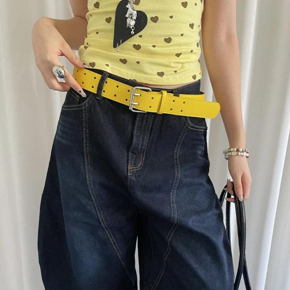 Double-Breasted Wide Waist Belt Versatile Dress Jeans Belt American Women's Belt  Waist Accessories