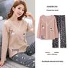 Women's Korean Style Pajama Set: Long Sleeve, Round Neck, Cute Cartoon Print, Comfortable for Spring & Autumn