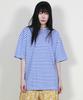 Deumakeu Oversized Striped Short Sleeve T-Shirt Blue