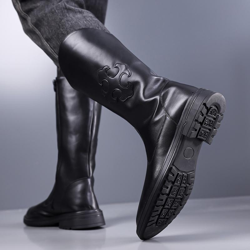 Men’s Motorcycle Boots Western Boots Black Jockey Boots Casual Street Style Cool Brown High Boots Plus Size