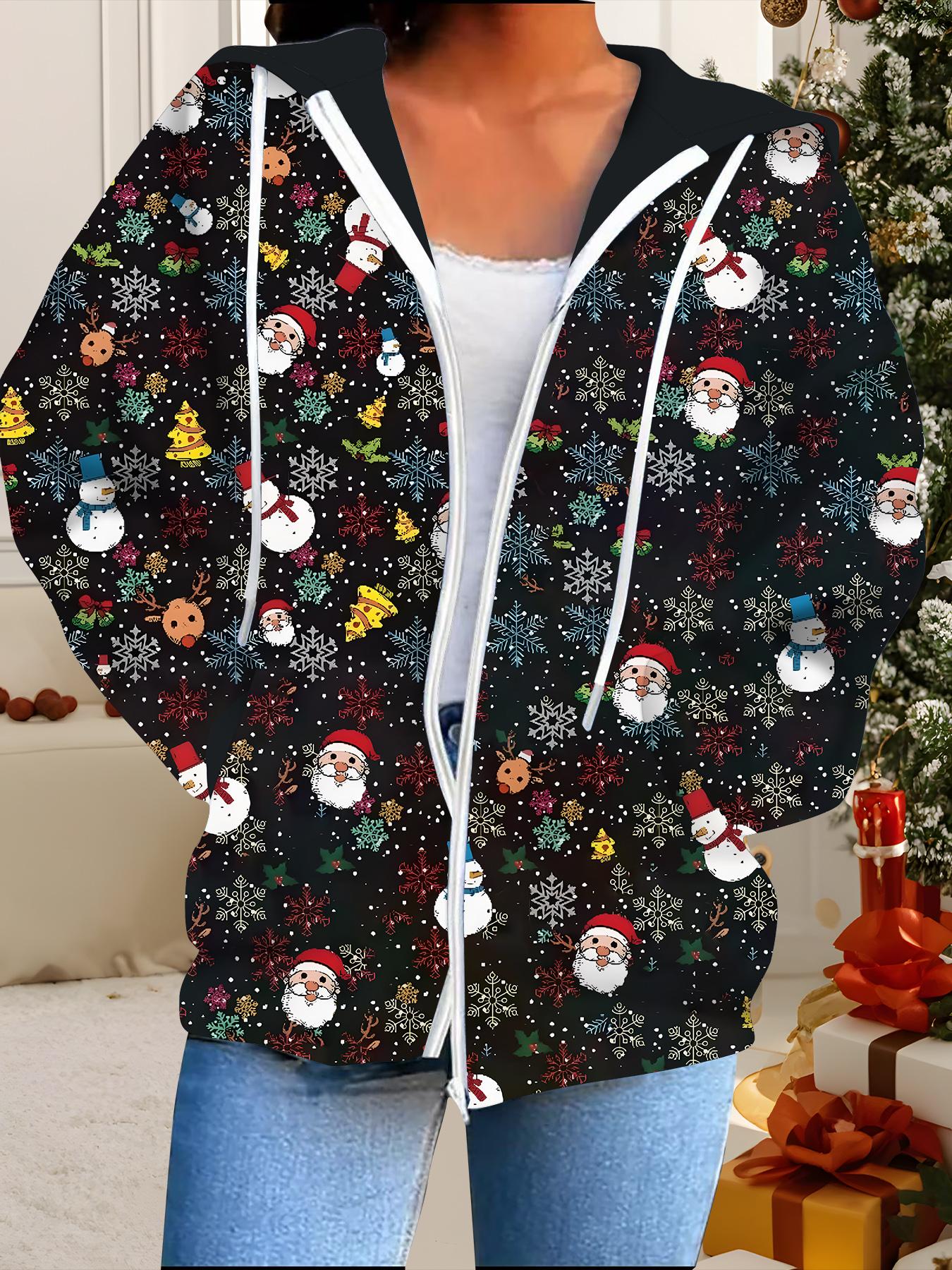 

Рождественский кардиган с капюшоном, 3D-печать, большого размера, осенне-зимний, в стиле ретро 1XL чёрный