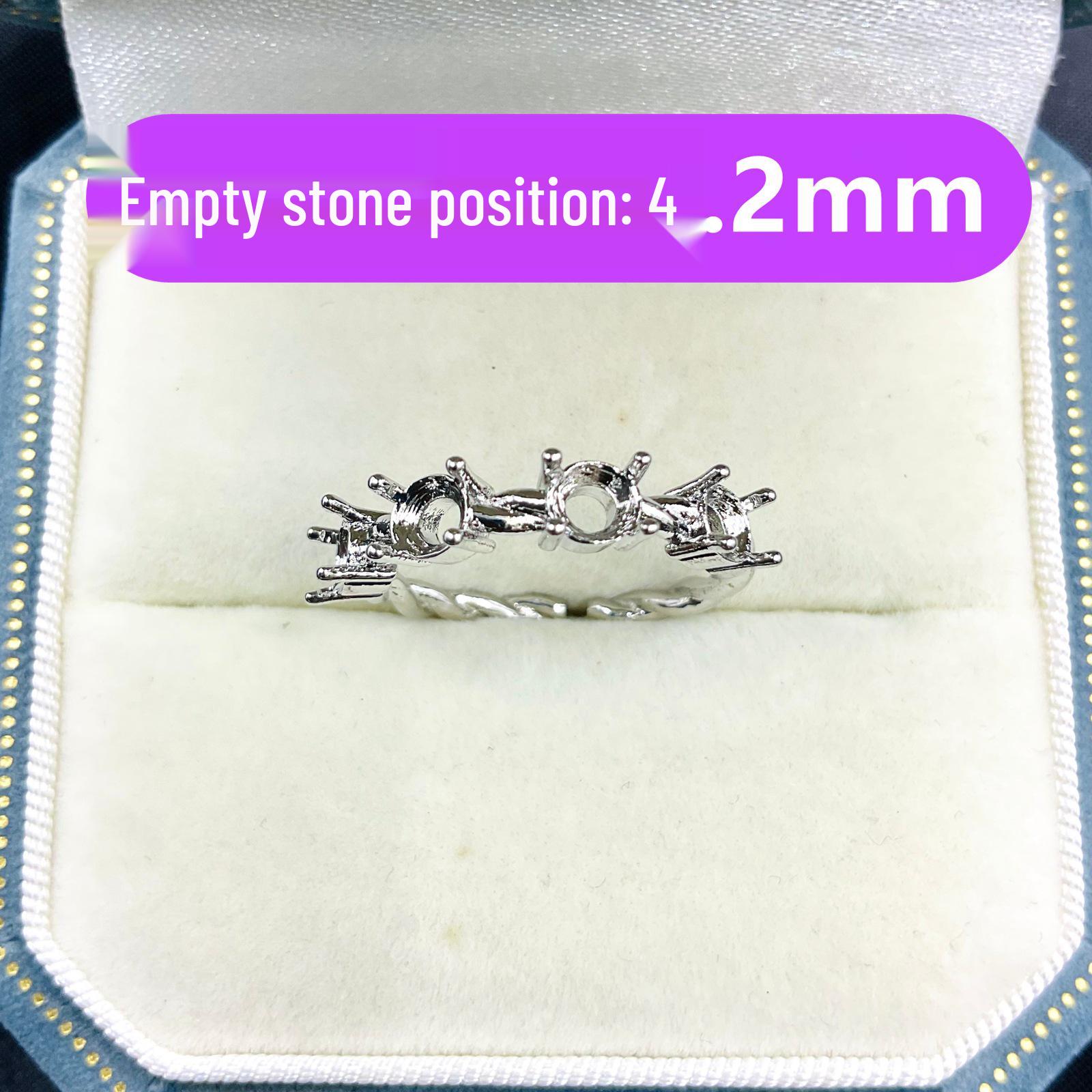 

Cross-Border 4.2mm Round Pointed Huazi Diamond DIY Fashion Ring Setting Adjustable Opening