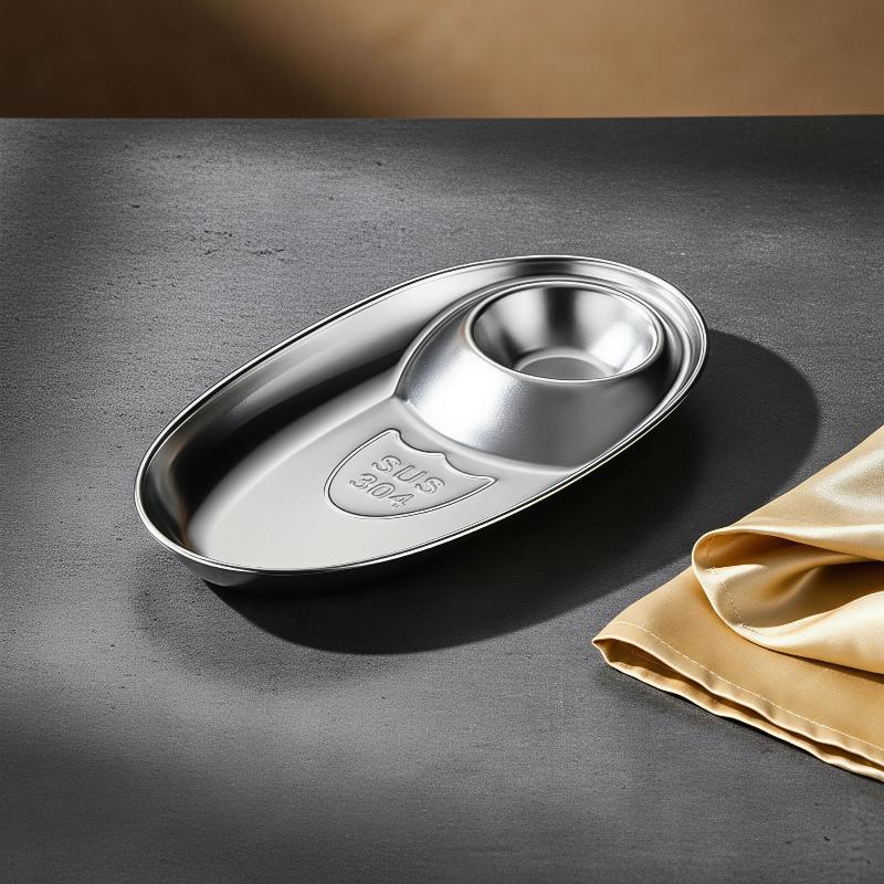 Stainless Steel Dinner Tray Snack Dish Appetizer Serving Platter Lunch Container Dumpling Plates Kitchen Gadget