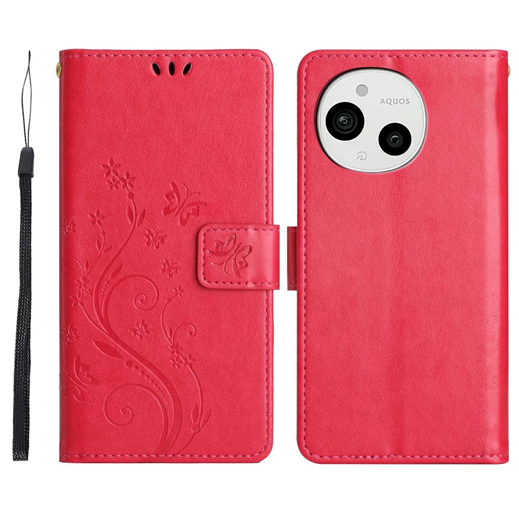 For Sharp Aquos Sense 9 Case PU Leather Phone Wallet Cover with Strap